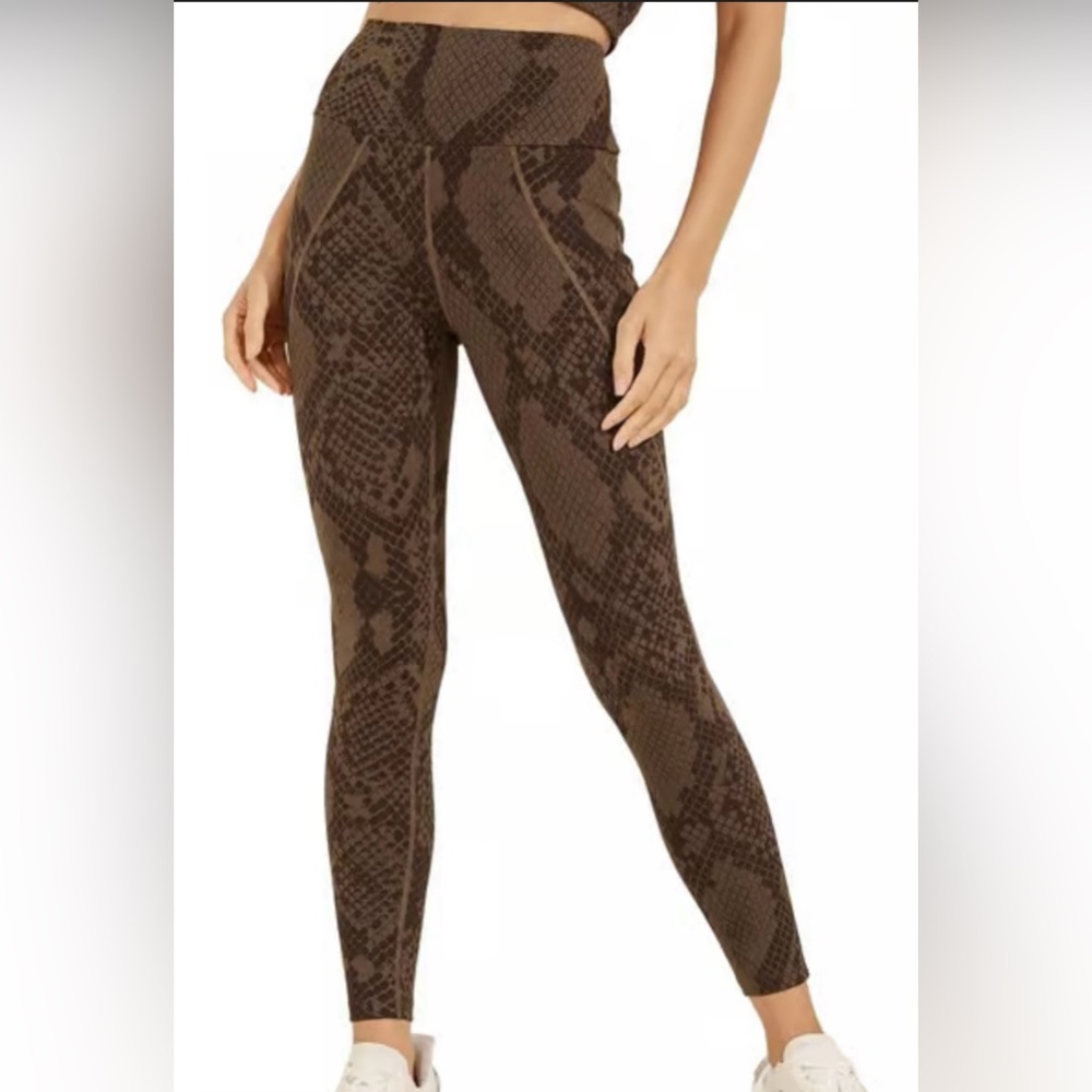Guess Brown Snake Print Leggings Set Medium